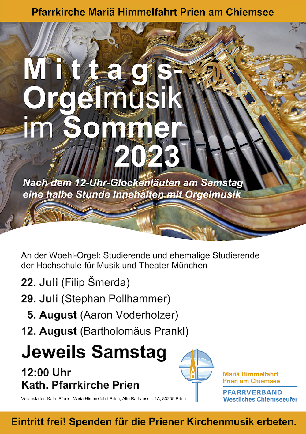 Mittags Orgelmusik im Sommer 2023